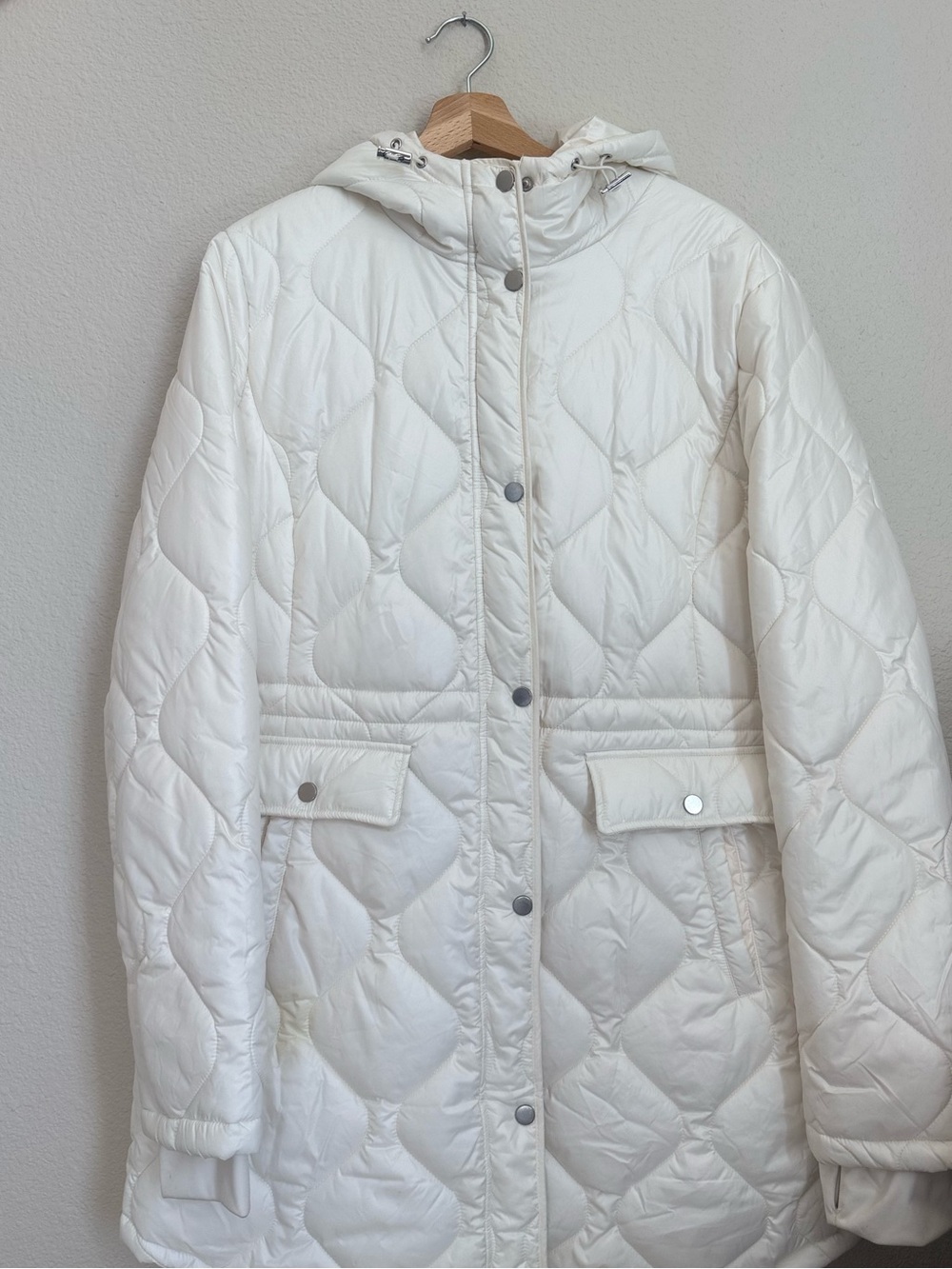 St. John's Bay Cream Quilted Hooded Puffer Jacket